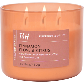 Cinnamon Clove Citrus 3-Wick Candle | Natural Soy Wax Candle for Home, 15.8 Oz